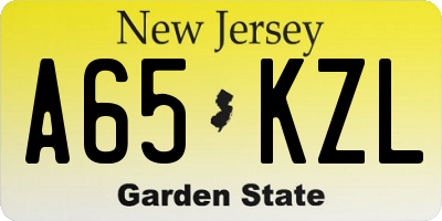 NJ license plate A65KZL