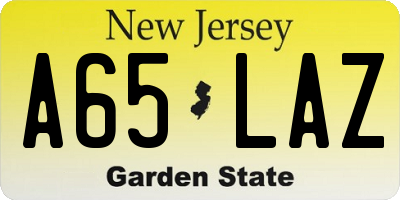 NJ license plate A65LAZ