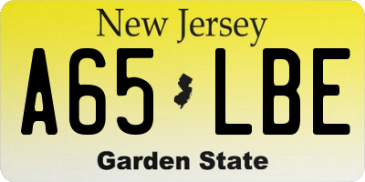NJ license plate A65LBE