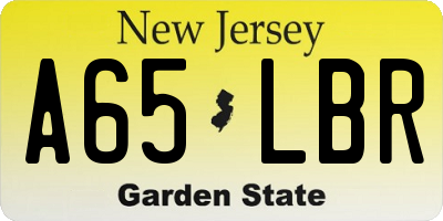 NJ license plate A65LBR