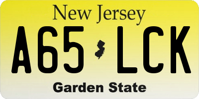 NJ license plate A65LCK