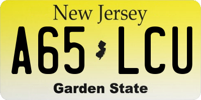NJ license plate A65LCU