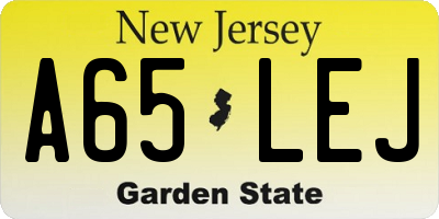 NJ license plate A65LEJ