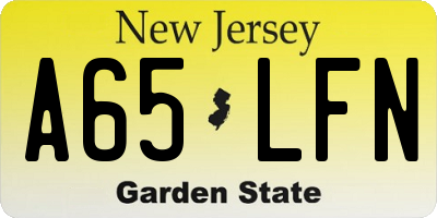 NJ license plate A65LFN