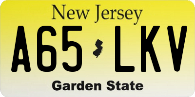 NJ license plate A65LKV