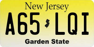 NJ license plate A65LQI