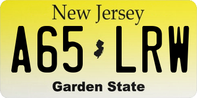 NJ license plate A65LRW
