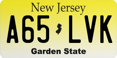 NJ license plate A65LVK