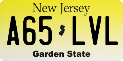 NJ license plate A65LVL