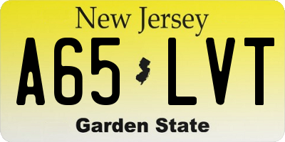 NJ license plate A65LVT