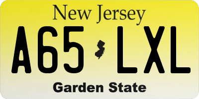 NJ license plate A65LXL