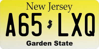 NJ license plate A65LXQ