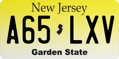 NJ license plate A65LXV