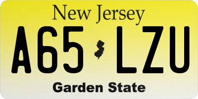 NJ license plate A65LZU