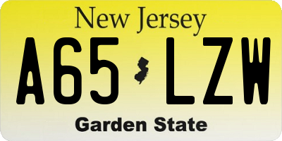NJ license plate A65LZW