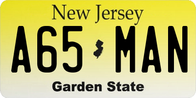 NJ license plate A65MAN