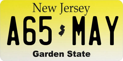 NJ license plate A65MAY