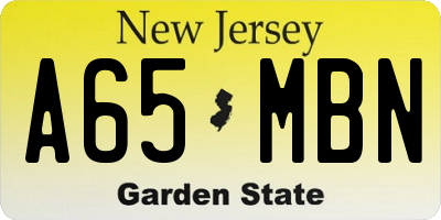 NJ license plate A65MBN