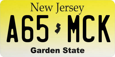 NJ license plate A65MCK
