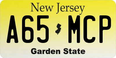 NJ license plate A65MCP