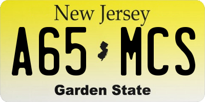NJ license plate A65MCS