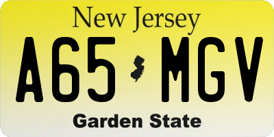 NJ license plate A65MGV