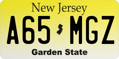 NJ license plate A65MGZ