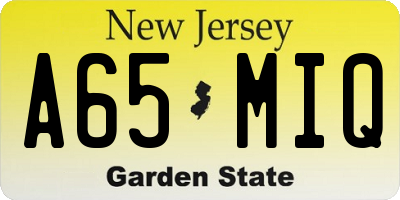 NJ license plate A65MIQ