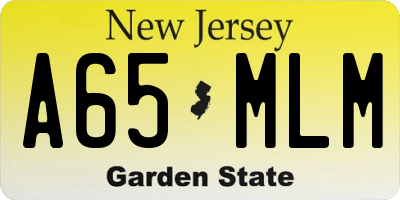 NJ license plate A65MLM