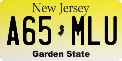 NJ license plate A65MLU