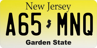 NJ license plate A65MNQ