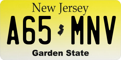 NJ license plate A65MNV