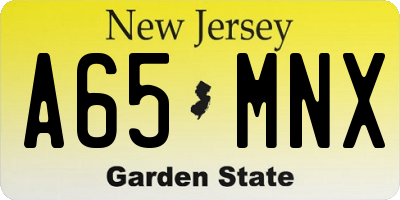 NJ license plate A65MNX