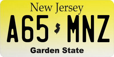 NJ license plate A65MNZ