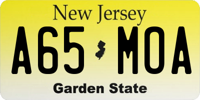 NJ license plate A65MOA