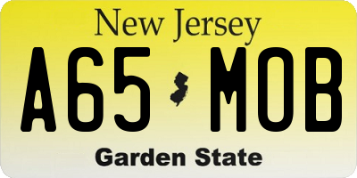 NJ license plate A65MOB