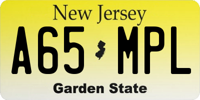 NJ license plate A65MPL