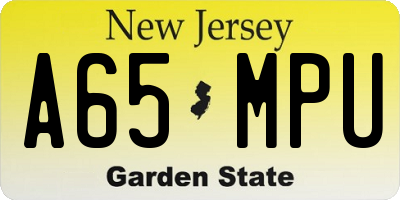 NJ license plate A65MPU