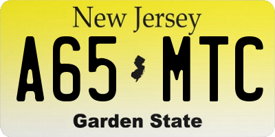 NJ license plate A65MTC