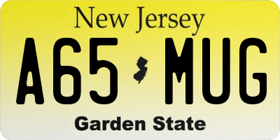 NJ license plate A65MUG
