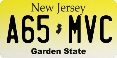 NJ license plate A65MVC