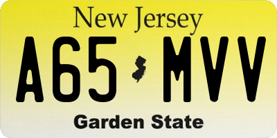 NJ license plate A65MVV