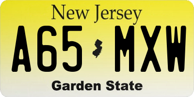 NJ license plate A65MXW