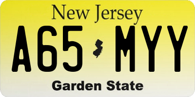 NJ license plate A65MYY