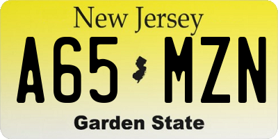 NJ license plate A65MZN