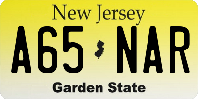 NJ license plate A65NAR