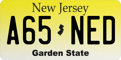 NJ license plate A65NED