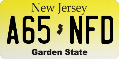 NJ license plate A65NFD