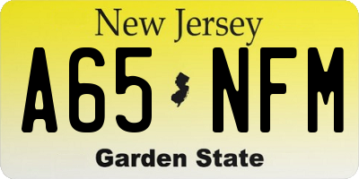 NJ license plate A65NFM