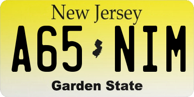 NJ license plate A65NIM